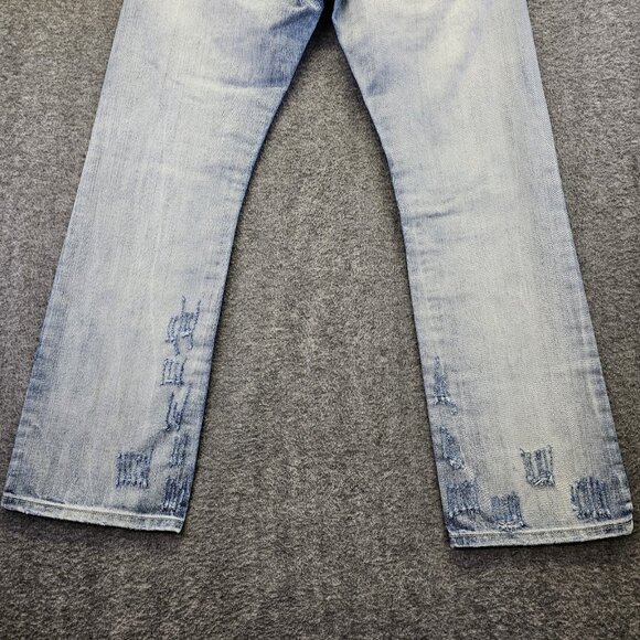 Black Premium Jeans Distressed Boot Indian Chief & Liberty Patches Mens 30x32 - Picture 6 of 15